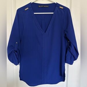 Zara Royal Blue V-Neck Blouse -Size XS